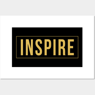 Inspire Typography Inspirational Word Retro Yellow Posters and Art